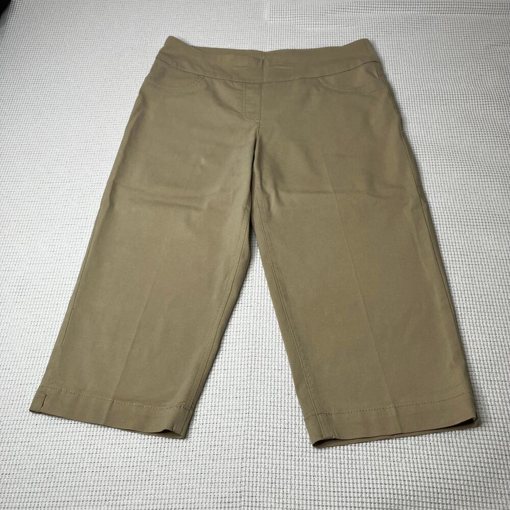Westbound Petites Pants Womens Khaki SZ 8P Mid-Rise Capri 2 Back Pockets Stretch